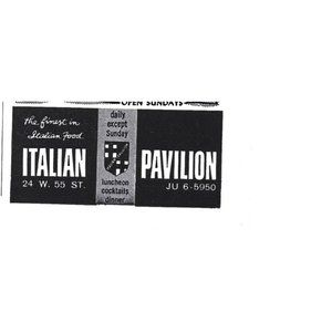 Italian Pavillion NYC Restaurant 1960s Vintage Print Ad